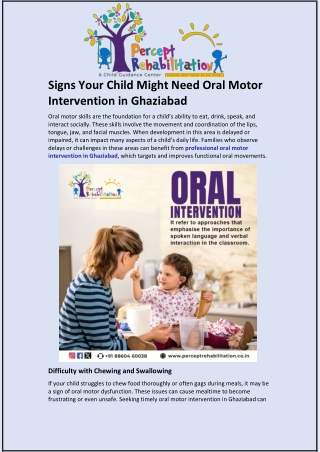Signs Your Child Might Need Oral Motor Intervention in Ghaziabad