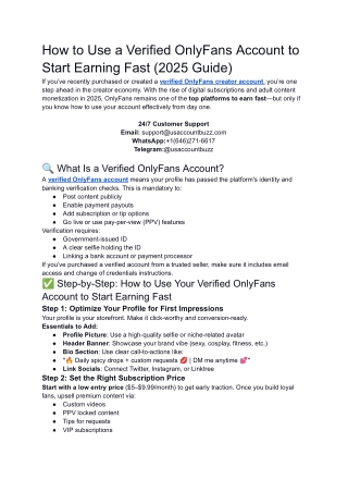 How to Use a Verified OnlyFans Account to Start Earning Fast (2025 Guide)