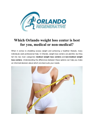 Which Orlando weight loss center is best for you, medical or non-medical