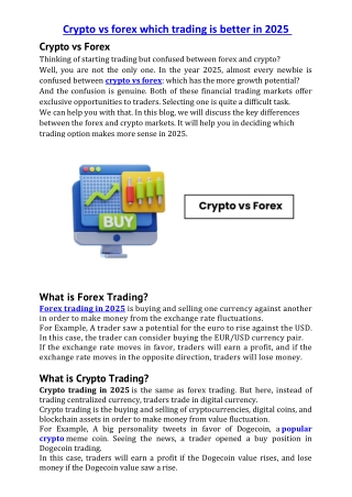 Crypto vs Forex Explained: Which One is More Profitable in 2025?