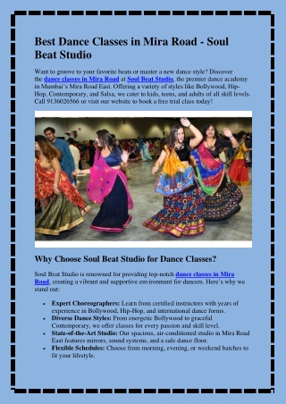 Best Dance Classes in Mira Road
