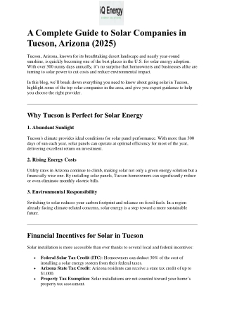 A Complete Guide to Solar Companies in Tucson