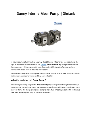 Sunny Internal Gear Pump