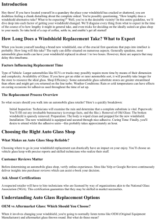 How Long Does a Windshield Replacement Take? What to Expect