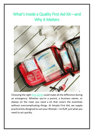 What’s Inside a Quality First Aid Kit—and Why It Matters