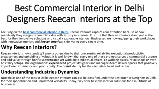 Reecan Interiors – Elevating Best Commercial Interior in Delhi with Style