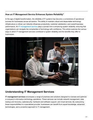 How an IT Management Service Enhances System Reliability