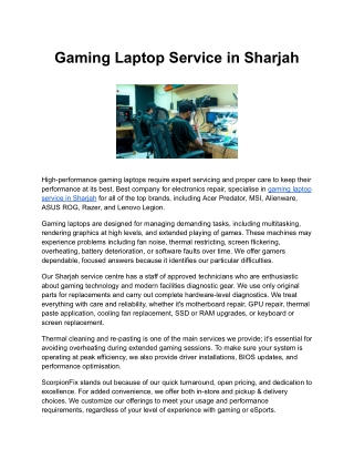 Gaming Laptop Service in Sharjah