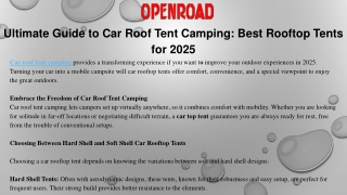 Ultimate Guide to Car Roof Tent Camping Best Rooftop Tents for 2025