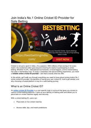 Join India’s No.1 Online Cricket ID Provider for Safe Betting