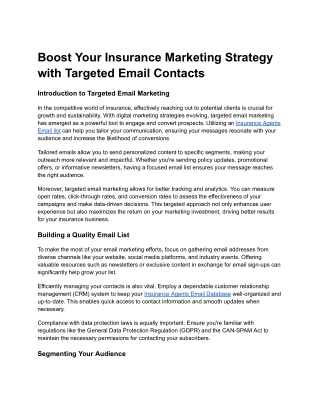 Boost Your Insurance Marketing Strategy with Targeted Email Contacts