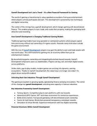 GameFi Development Isn’t Just a Trend – It’s a New Financial Framework for Gaming