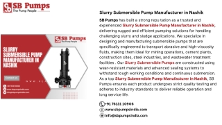 Slurry Submersible Pump Manufacturer in Nashik