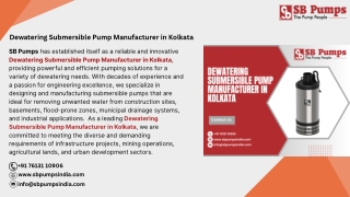 Dewatering Submersible Pump Manufacturer in Kolkata