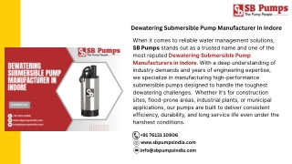 Dewatering Submersible Pump Manufacturer in Indore