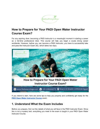 How to Prepare for Your PADI Open Water Instructor Course Exam_