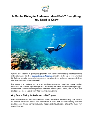 Is Scuba Diving in Andaman Safe