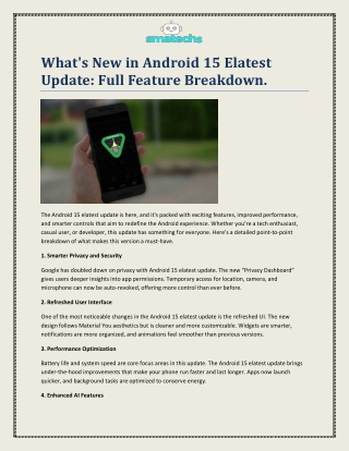 What's New in Android 15 Elatest Update: Full Feature Breakdown.