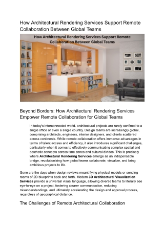 How Architectural Rendering Services Support Remote Collaboration Between Global Teams
