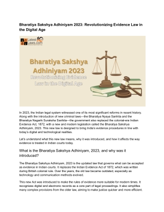 Bharatiya Sakshya Adhiniyam, 2023_ Revolutionizing Evidence Law in the Digital Age