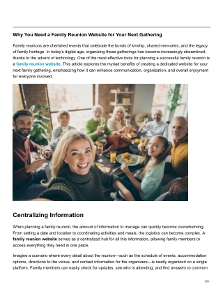 Why You Need a Family Reunion Website for Your Next Gathering