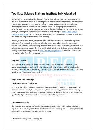 Top Data Science Training Institute in Hyderabad