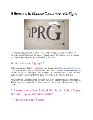 5 Reasons to Choose Custom Acrylic Signs