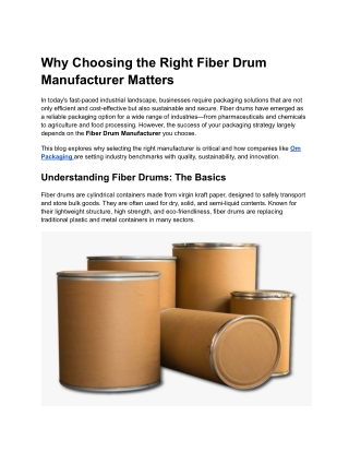 Why Choosing the Right Fiber Drum Manufacturer Matters
