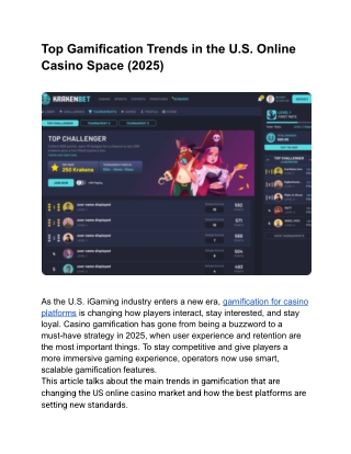 Top Gamification Trends in the U.S. Online Casino Space (2025)