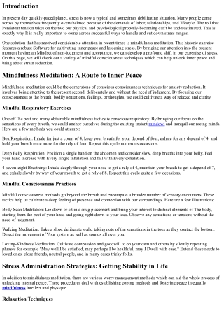 Unlocking Inner Peace: Conscious Recognition Practices for Stress Reduction