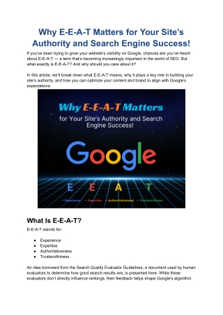 Why E-E-A-T Matters for Your Site’s Authority and Search Engine Success!