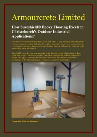 How Sureshield® Epoxy Flooring Excels in Christchurch’s Outdoor Industrial Applications