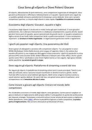 Cosa Sono gli eSports e Dove Poterci Giocare