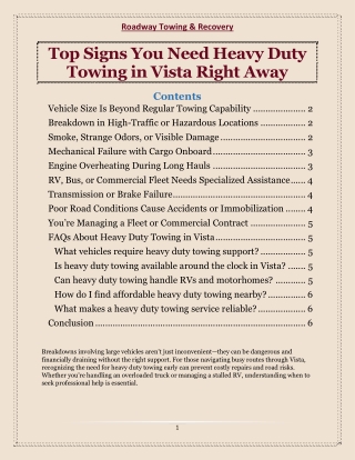 Top Signs You Need Heavy Duty Towing in Vista Right Away