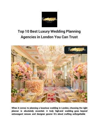 Top 10 Best Luxury Wedding Planning Agencies in London You Can Trust
