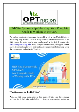 H1B Visa Sponsorship Jobs 2025: Your Complete Guide to Working in the USA
