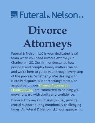 Divorce Attorneys in Charleston, SC: Focused on Fair and Practical Solutions