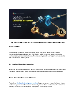Top Industries Impacted by the Evolution of Enterprise Blockchain