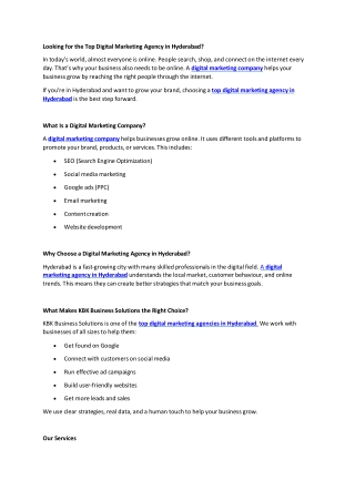 Looking for the Top Digital Marketing Agency in Hyderabad