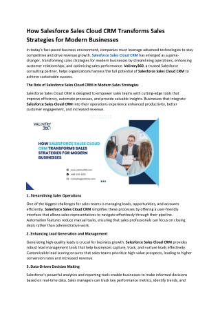 How Salesforce Sales Cloud CRM Transforms Sales Strategies for Modern Businesses