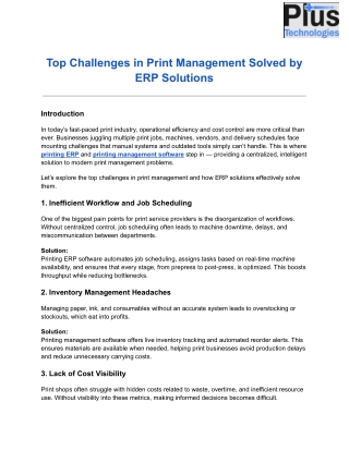 Top Challenges in Print Management Solved by ERP Solutions