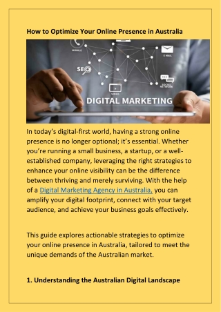 How to Optimize Your Online Presence in Australia