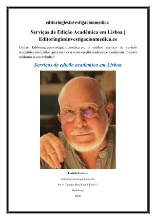 Serviços de Edição Académica em Lisboa  Editoringlesinvestigacionmedica.es