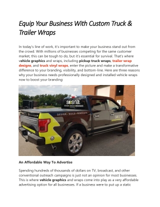 Equip Your Business With Custom Truck & Trailer Wraps