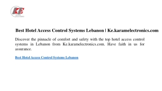 Best Hotel Access Control Systems Lebanon  Ke.karamelectronics.com