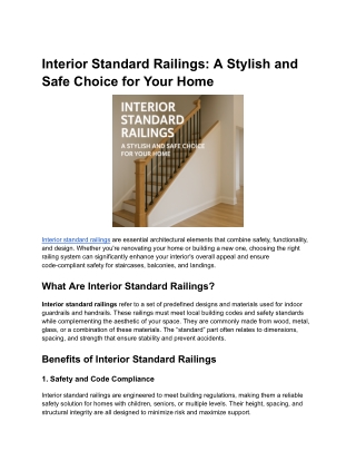 Interior Standard Railings_ A Stylish and Safe Choice for Your Home