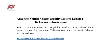 Advanced Outdoor Alarm Security Systems Lebanon Ke.karamelectronics.com