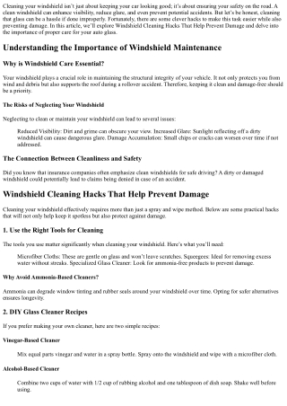 Windshield Cleaning Hacks That Help Prevent Damage