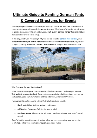 Ultimate Guide to Renting German Tents & Covered Structures for Events