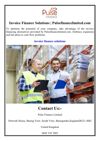 Invoice Finance Solutions | Pulsefinancelimited.com